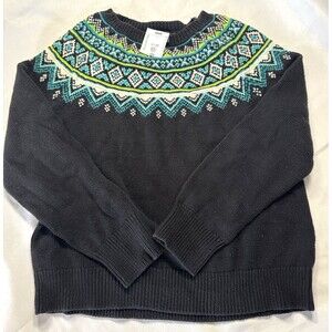 American Living women sweater geometric black turquoise neon green Size XXL